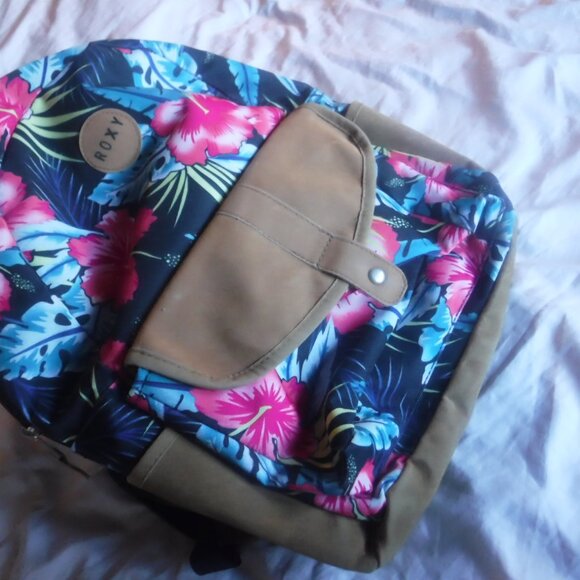 Roxy Tropical pink Hibiscus Floral pattern Puffy Backpack - Picture 5 of 10
